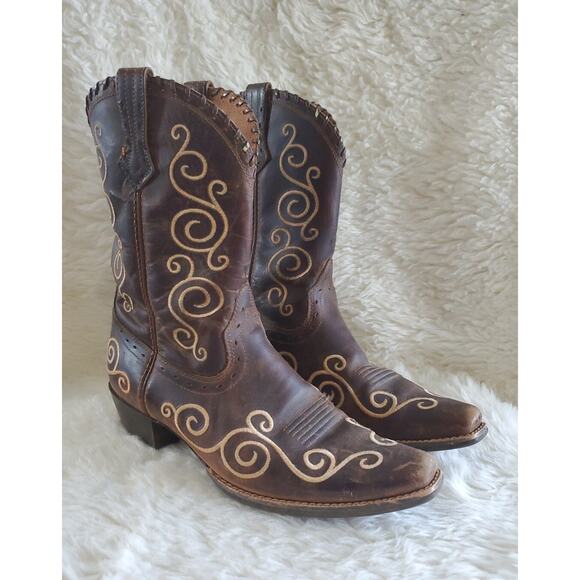 Ariat Shoes - Ariat Shelleen Embroidered Scroll Women Size 6B Brown Western Boots EUC!!